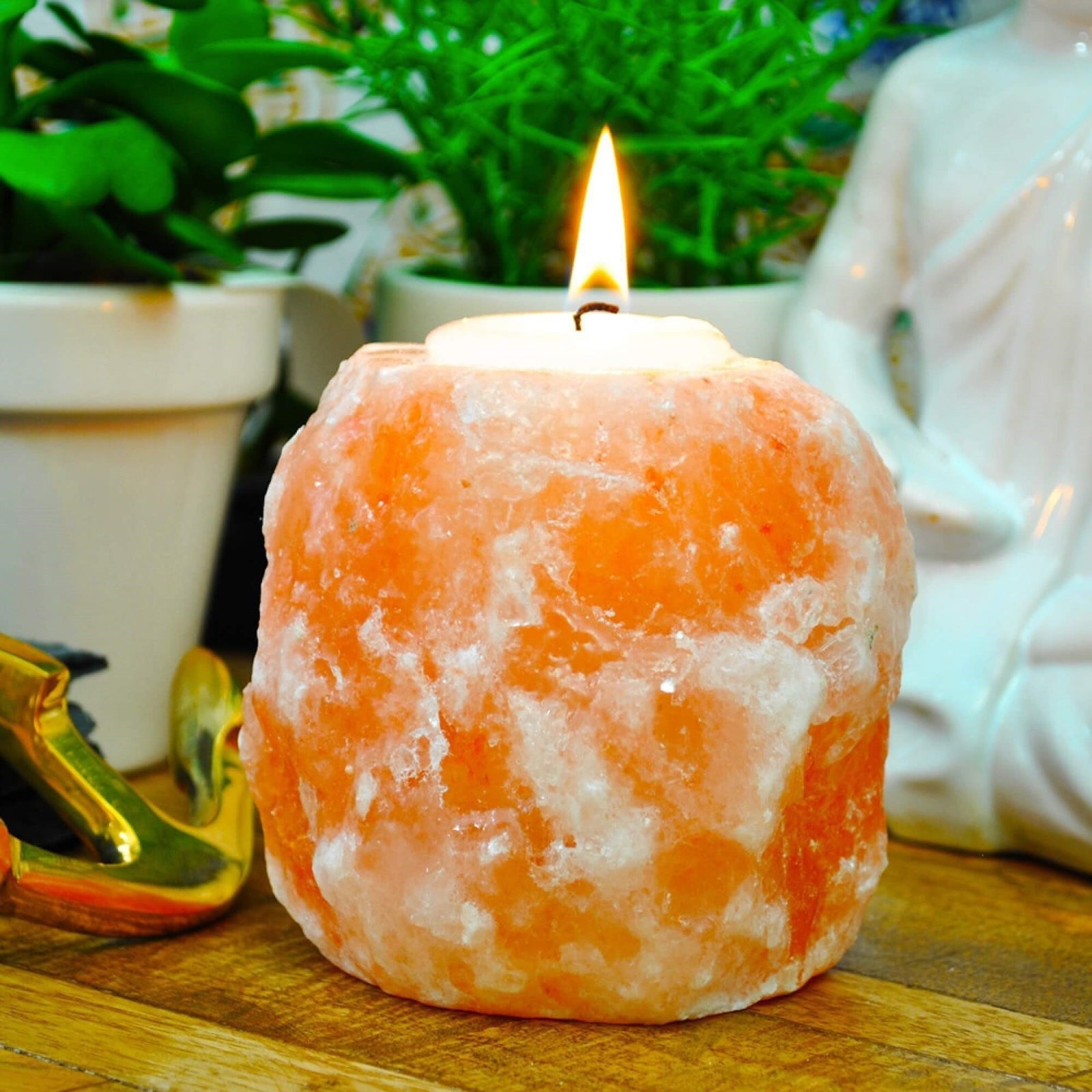 Natural Himalayan Salt Tealight Candle Holders (2 Pack)