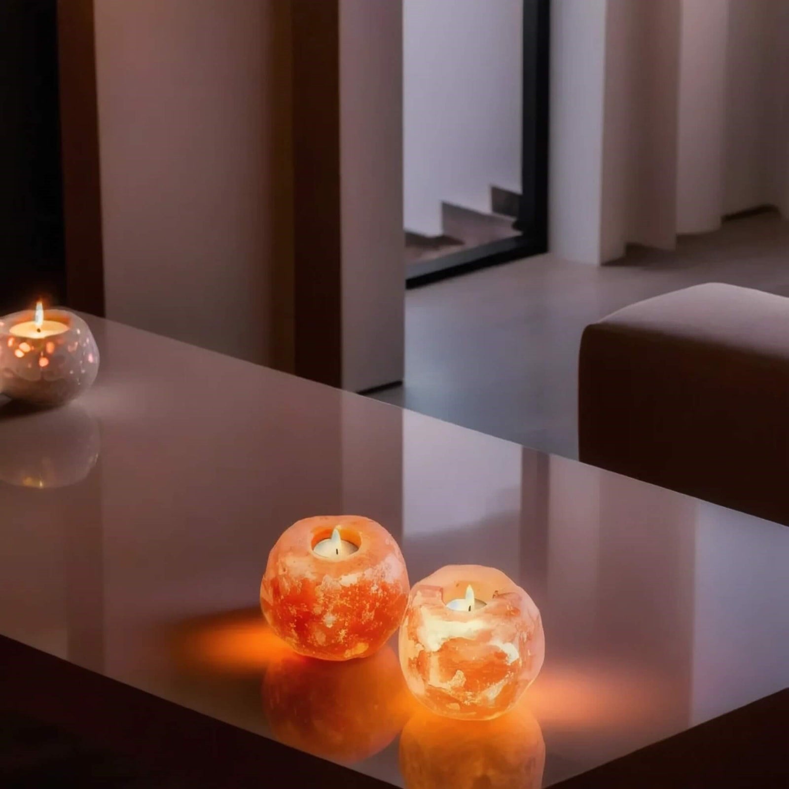 Natural Himalayan Salt Tealight Candle Holders (2 Pack)