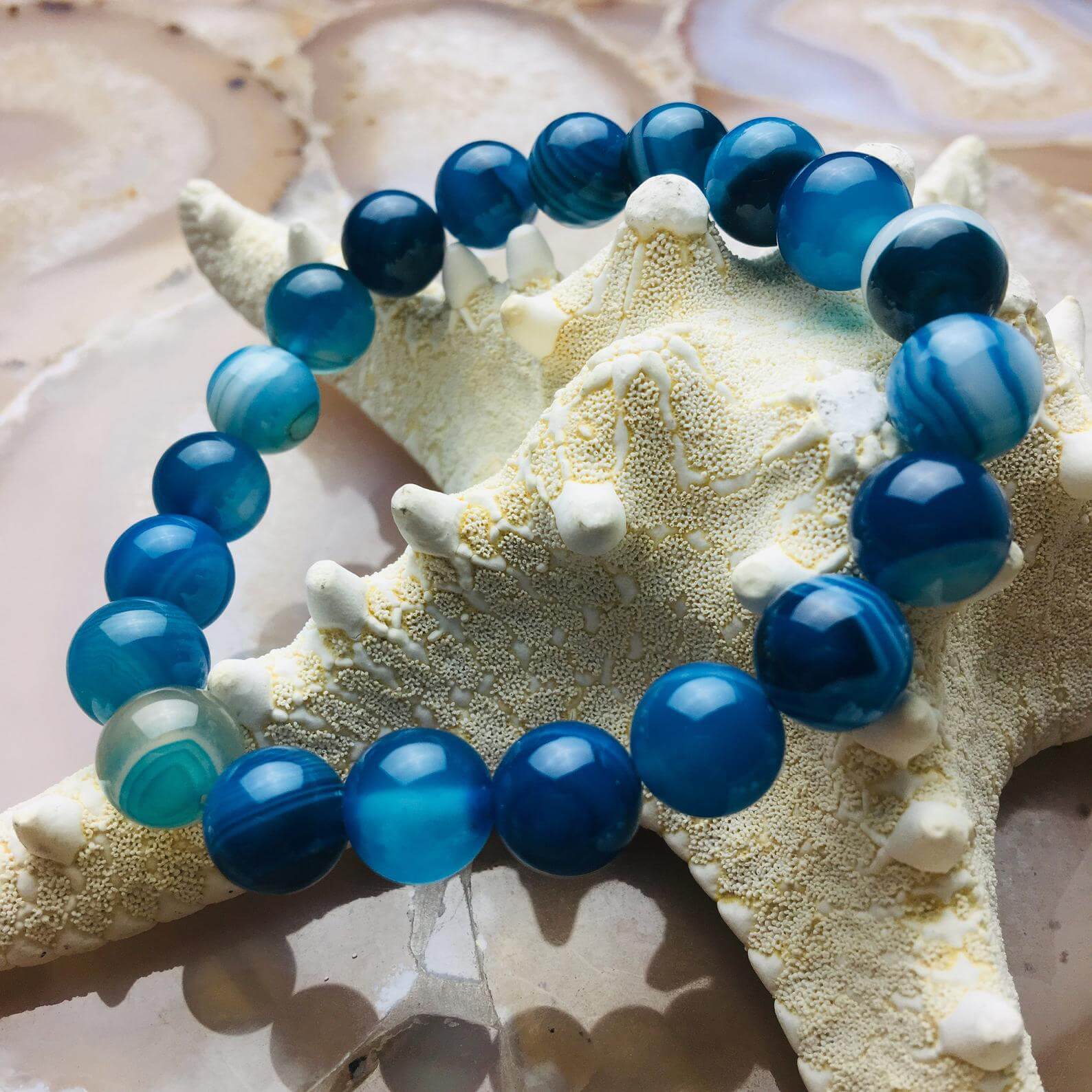 Aqua Sardonyx Himalayan Stone Bracelet - Himalayan Trading Co.®