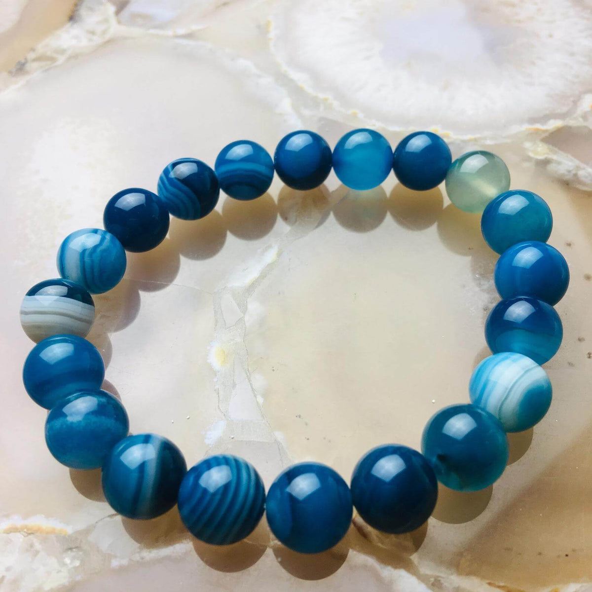 Aqua Sardonyx Himalayan Stone Bracelet - Himalayan Trading Co.®