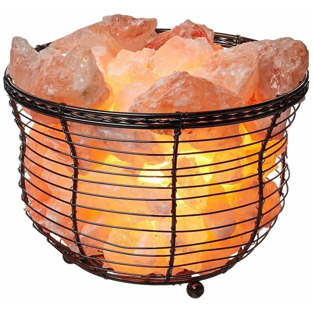 Basket Salt Lamp With Salt Chunks - Himalayan Trading Co. Himalayan Salt Lamp Himalayan Pink Salt
