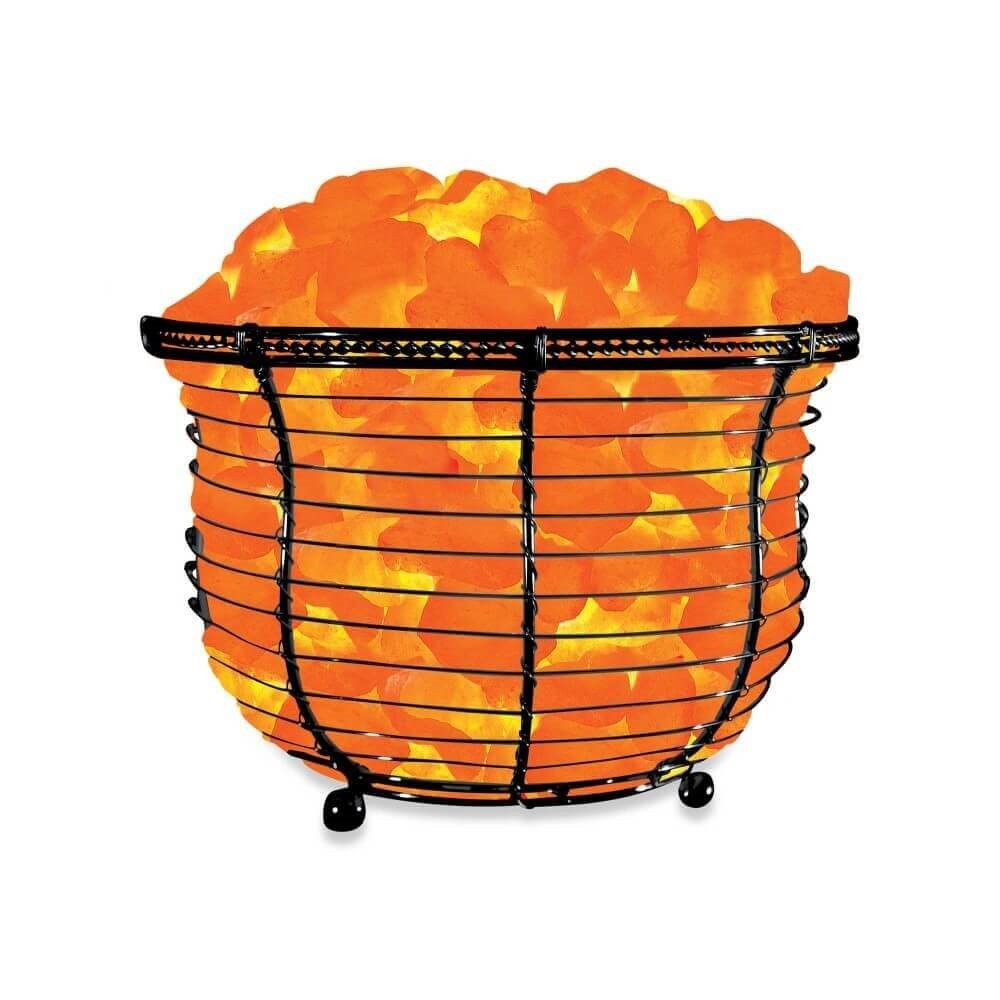 Basket Salt Lamp With Salt Chunks - Himalayan Trading Co. Himalayan Salt Lamp Himalayan Pink Salt