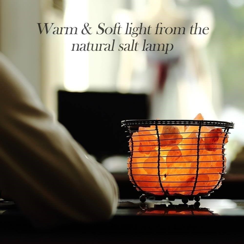 Basket Salt Lamp With Salt Chunks - Himalayan Trading Co. Himalayan Salt Lamp Himalayan Pink Salt