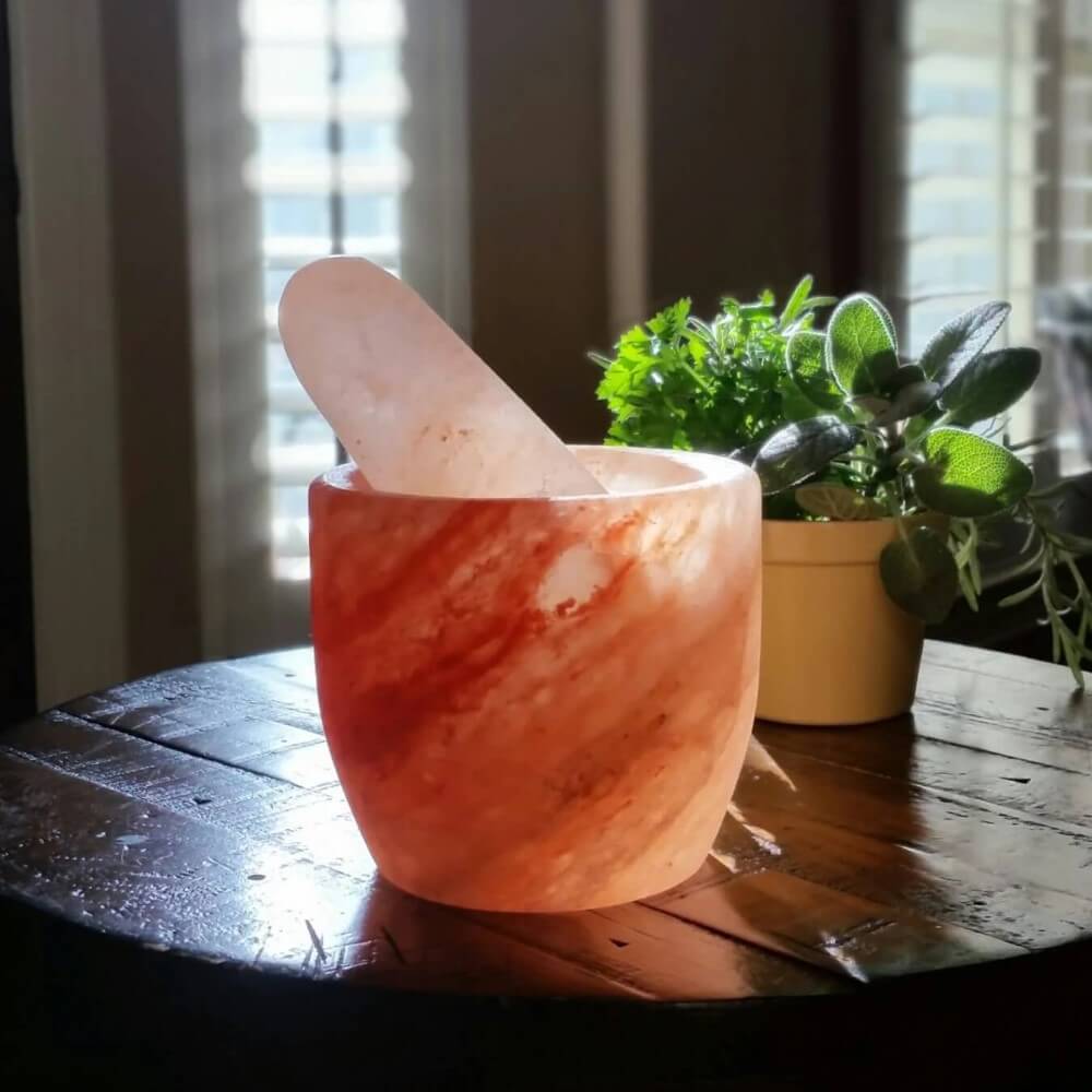 Pink Himalayan Salt Mortar & Pestle Set - Himalayan Trading Co.