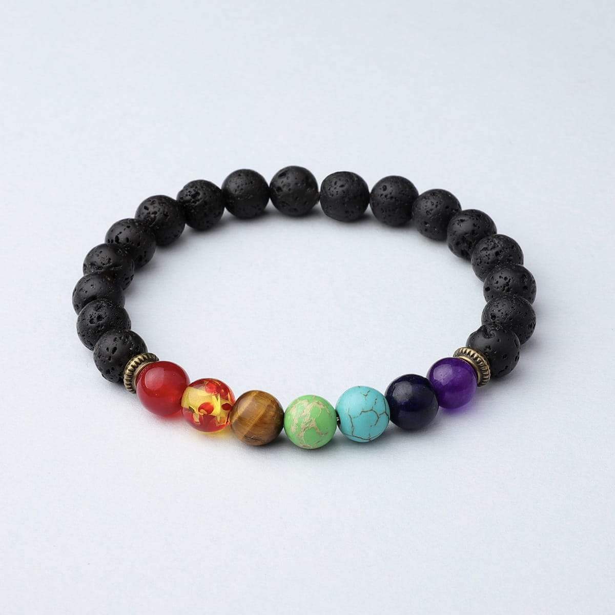 7 Chakra Healing – 7 Gemstones (Large Cut) on Howlite Stretch Bracelet |  Bless and Soul