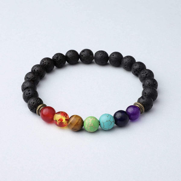 Yalimaza 6-10 Pieces 7 Chakras Lava Stone Bracelets Beads Bracelet